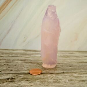 Pink Opalite Mary Holding Baby Jesus Carving Crystal Positive Energy Healing